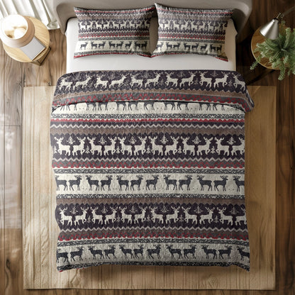 Shineful All Season Quilt 3-Piece Set - Reindeer Frolic Christmas