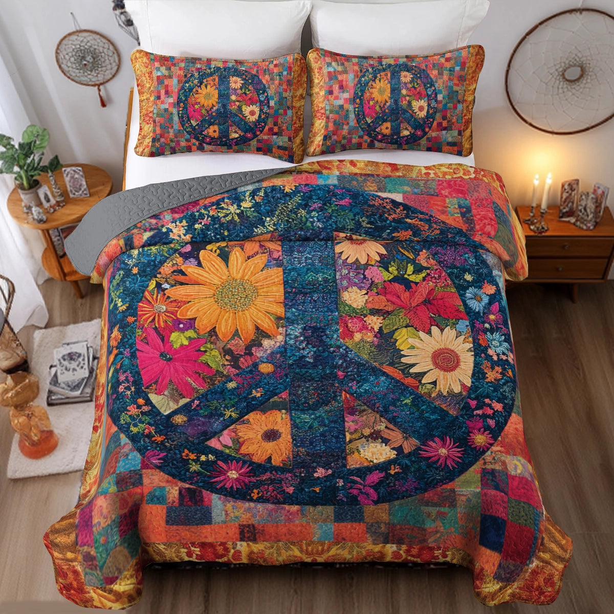 Shineful All Season Quilt 3-Piece Set - Peace & Love Hippie