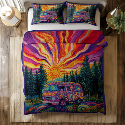 Shineful All Season Quilt 3-Piece Set - The Road Trip Rhapsody Hippie