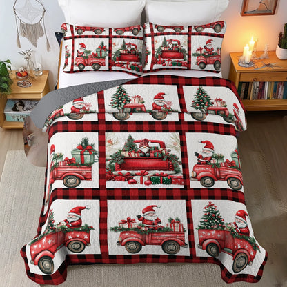 Shineful All Season Quilt 3-Piece Set -  Santa's Christmas Gnomes