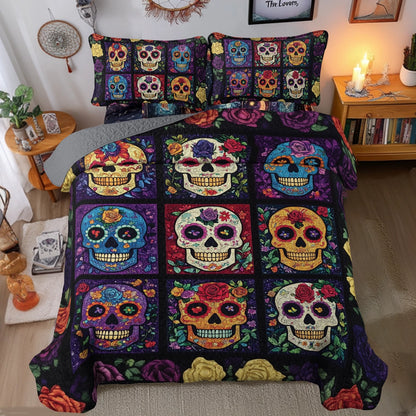 Shineful All Season Quilt 3-Piece Set - Viva la Vida Skull