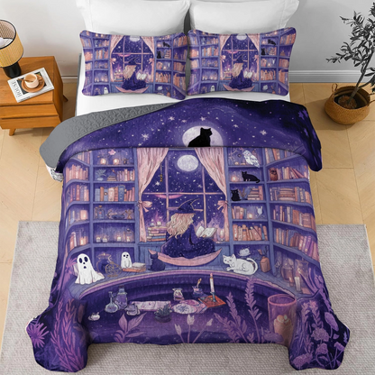 Shineful All Season Quilt 3-Piece Set -  Enchanted Moonlit Tarot Haven