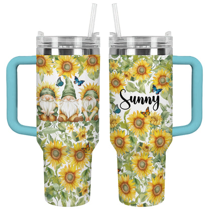 Glänzender Becher Personalisiert Sonnenblumen Gnome Haven