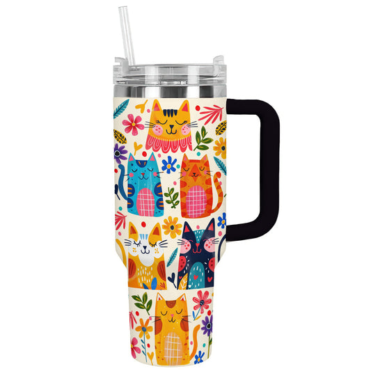 Glänzender Becher Katze Floral Feline Fiesta