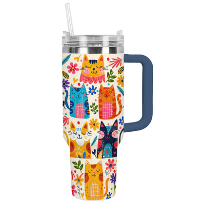 Shineful Tumbler Cat Floral Feline Fiesta