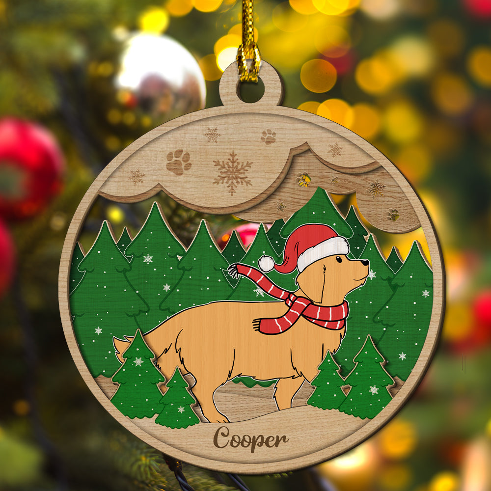 Paws And Snow Christmas- Shinefulgift® Perzonalized Wooden Ornament