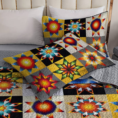 Shineful All Season Quilt 3-Piece Set Native American Gorgeous Quilting Blocks