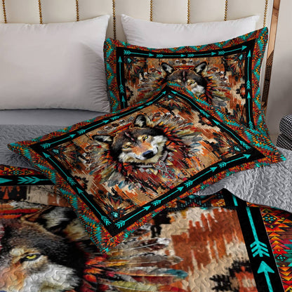 Shineful All Season Quilt 3-Piece Set Strength Wolf Native American