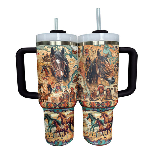 Shineful Tumbler Horse Native American Map