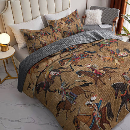 Shineful All Season Quilt 3-Piece Set Strength Native Horses