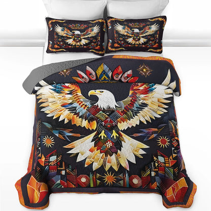 Shineful All Season Quilt 3-teiliges Set – Native American Eagle Vibrant