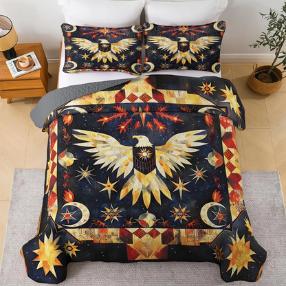 Shineful All Season Quilt 3-teiliges Set – Native American Eagle Starlit