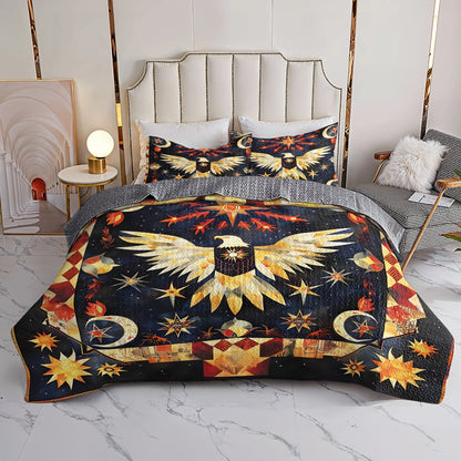 Shineful All Season Quilt 3-teiliges Set – Native American Eagle Starlit