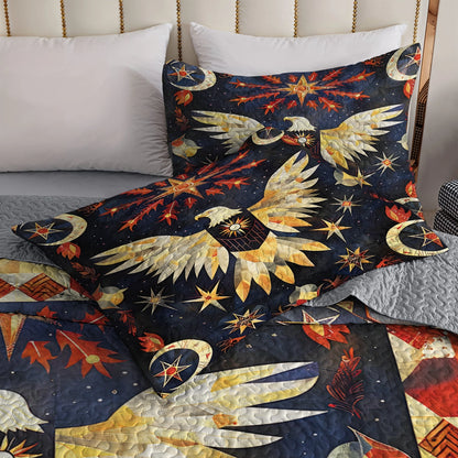 Shineful All Season Quilt 3-Piece Set - Native American Eagle Starlit