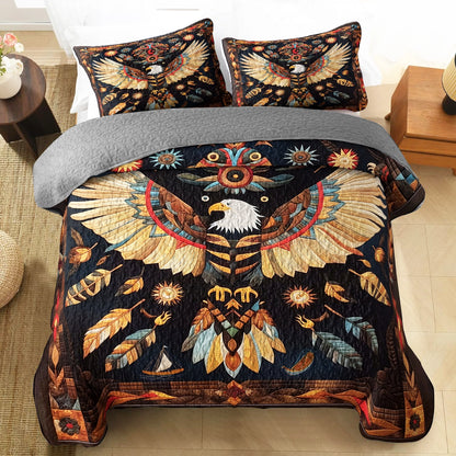 Shineful All Season Quilt 3-teiliges Set - Native Eagle Feathered Legacy