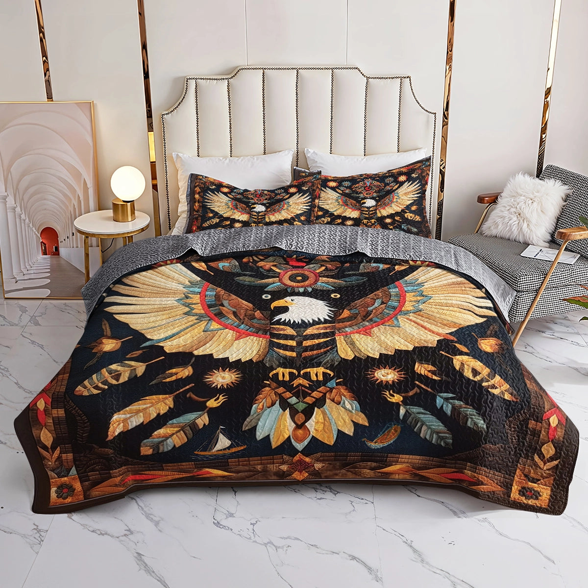 Shineful All Season Quilt 3-teiliges Set - Native Eagle Feathered Legacy