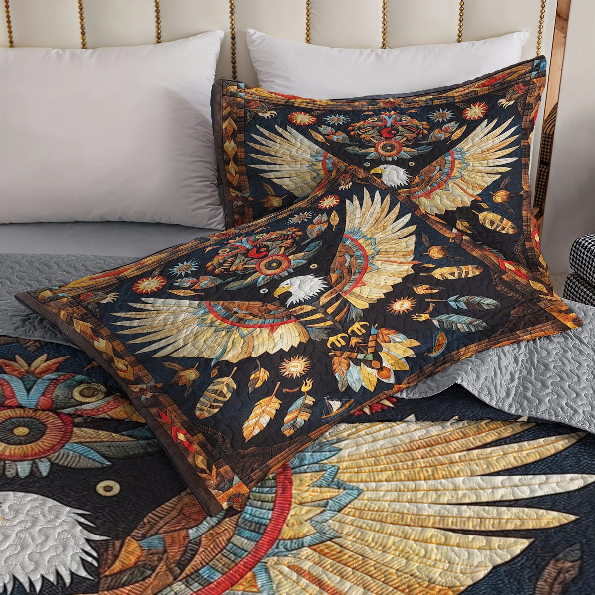 Shineful All Season Quilt 3-Piece Set - Native Eagle Feathered Legacy