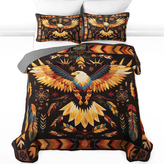 Shineful All Season Quilt 3-Piece Set - Native Eagle Tribal Spirit