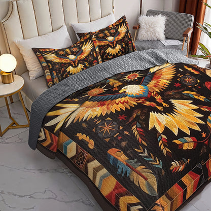 Shineful All Season Quilt 3-Piece Set - Native Eagle Tribal Spirit