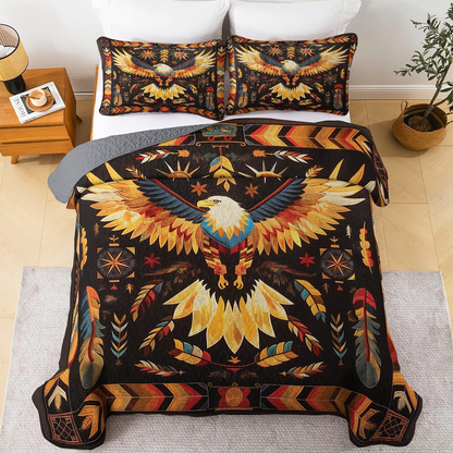 Shineful All Season Quilt 3-teiliges Set - Native Eagle Tribal Spirit