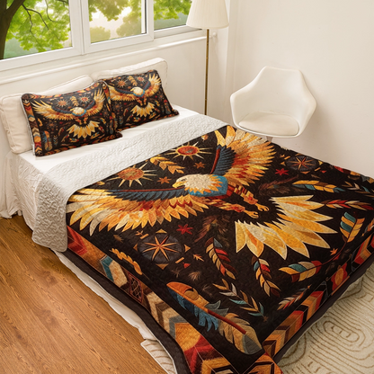 Shineful All Season Quilt 3-teiliges Set - Native Eagle Tribal Spirit