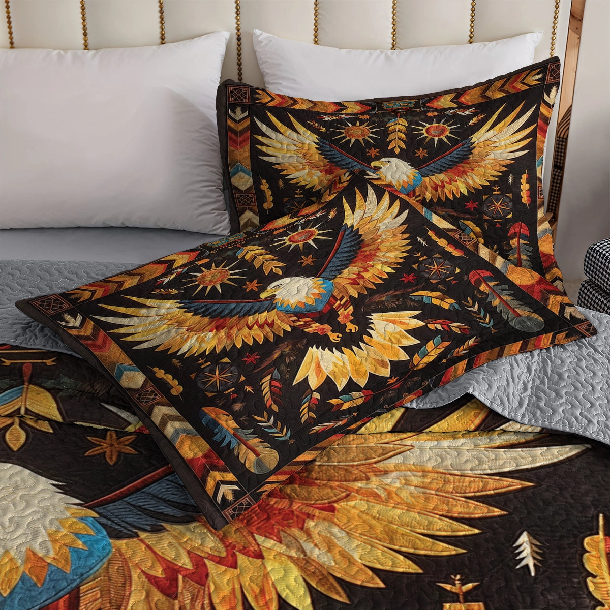 Shineful All Season Quilt 3-Piece Set - Native Eagle Tribal Spirit