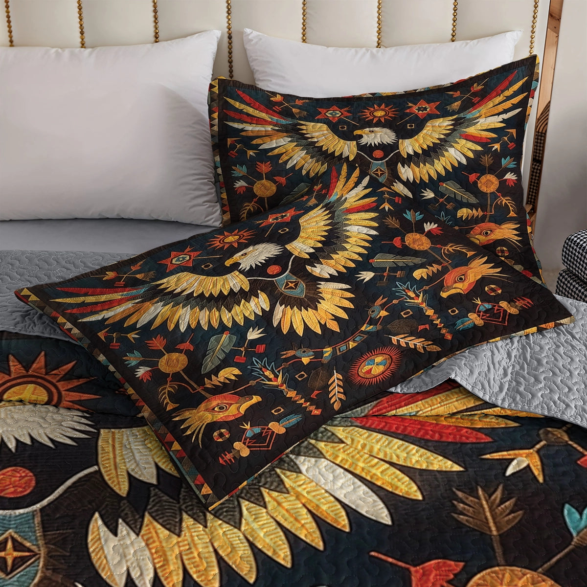 Shineful All Season Quilt 3-Piece Set - Native Eagle Ancient Totem