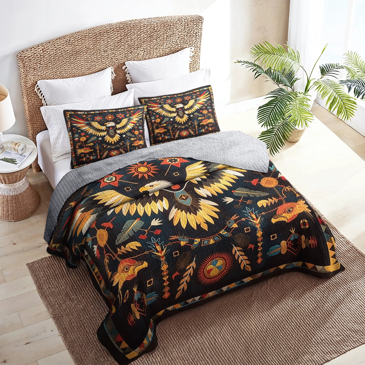 Shineful All Season Quilt 3-Piece Set - Native Eagle Ancient Totem