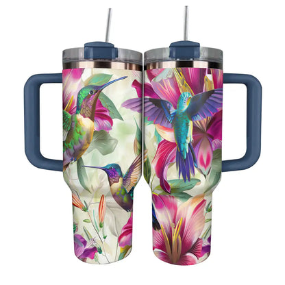 Shineful Tumbler Floral Hummingbirds