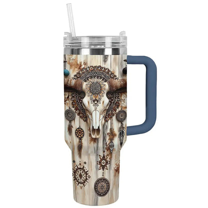 Shineful Tumbler Cow Boho Cow Skull Ver2