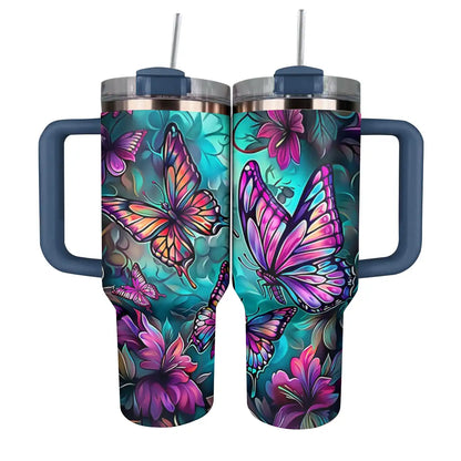 Shineful Glossy Tumbler Vibrant Butterflies