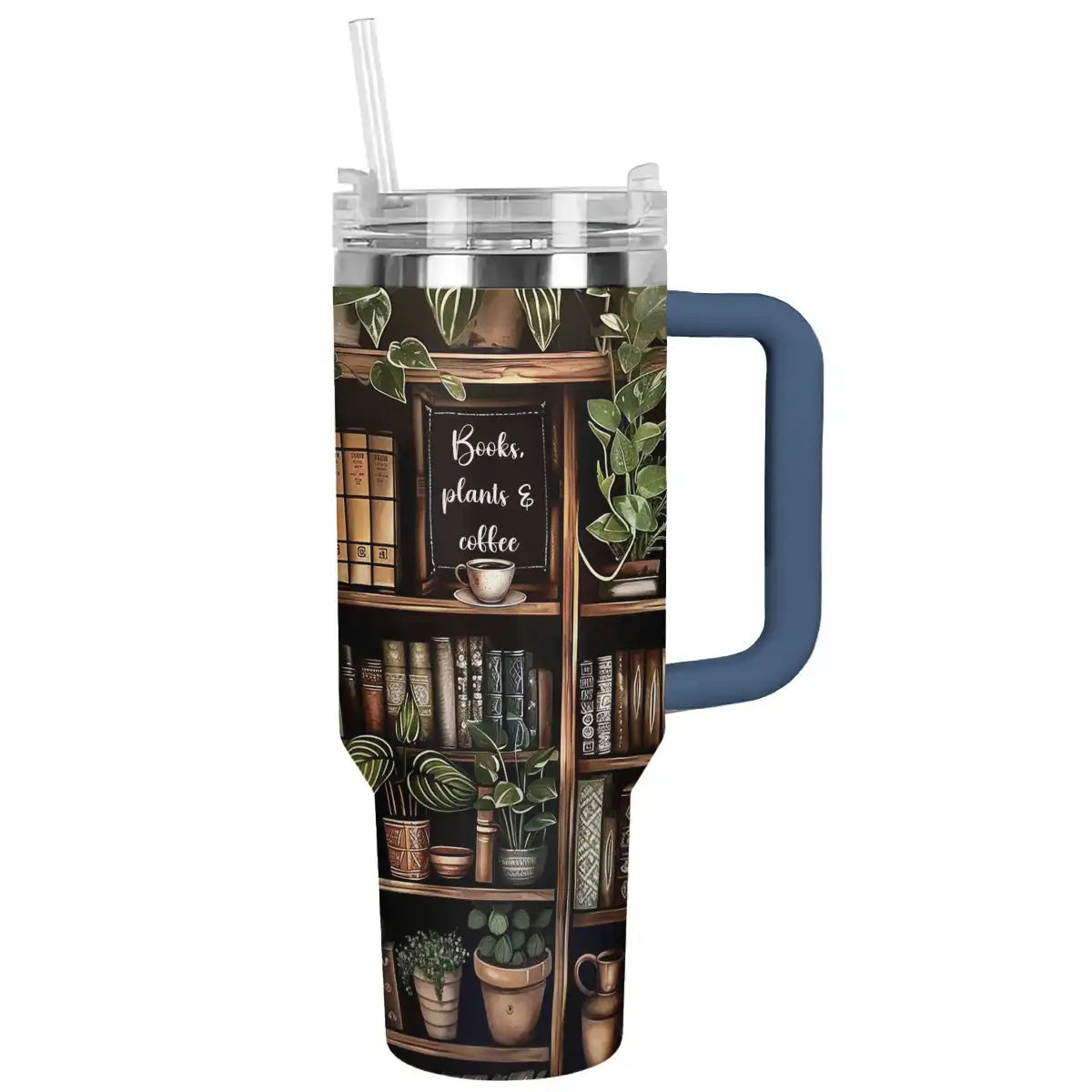 Shineful Tumbler Bücher, Pflanzen und Kaffee