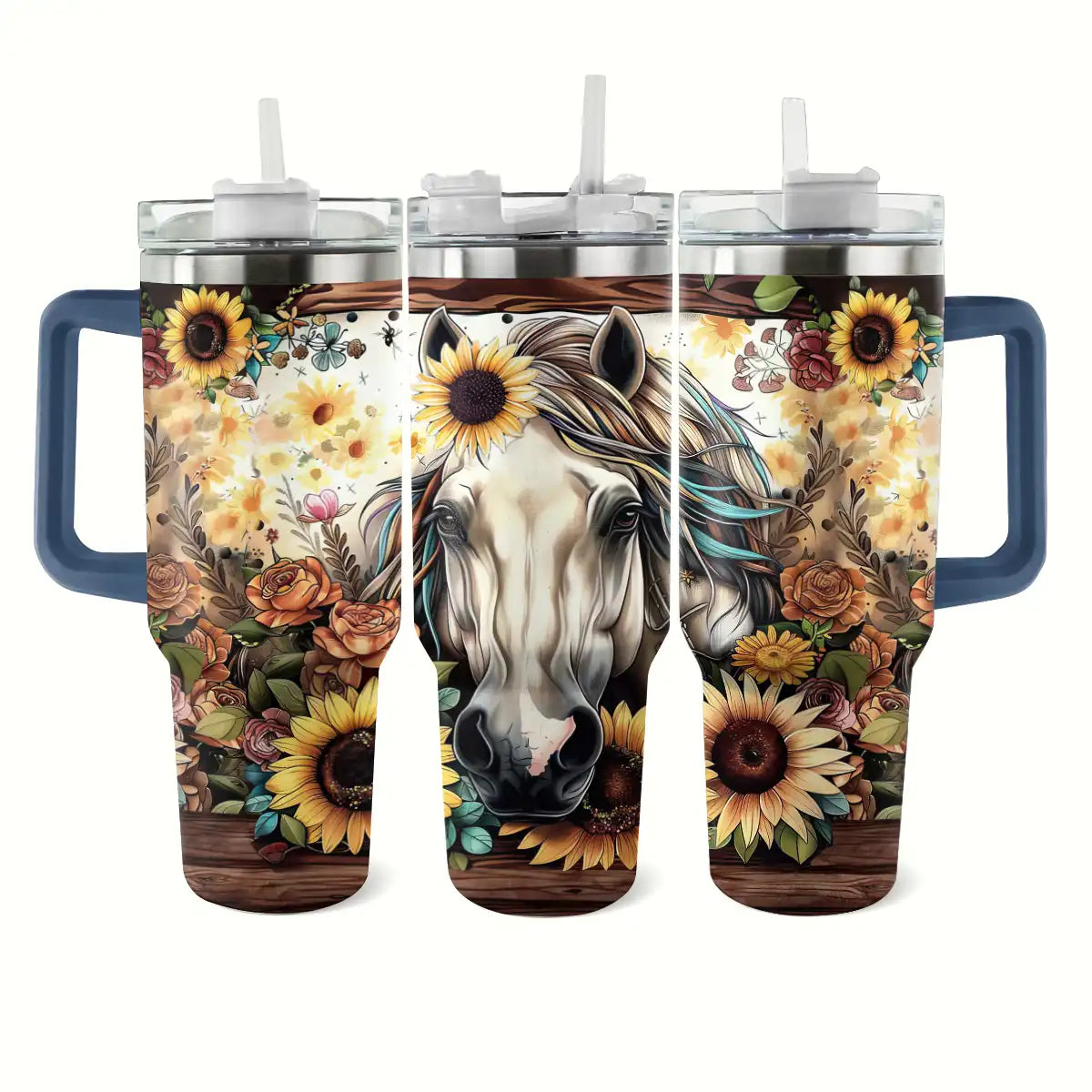 Shineful Tumbler Floral Horse Ver4