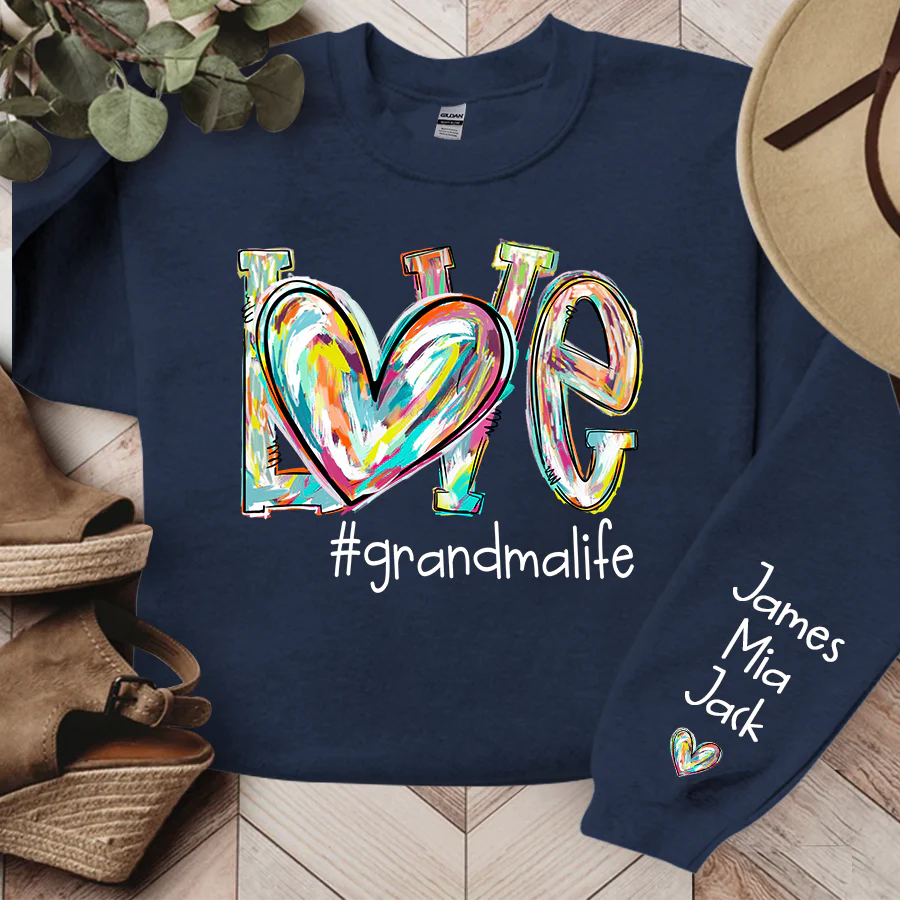 Shineful Sweatshirts Love Grandma Life Color Personalized Custom Name