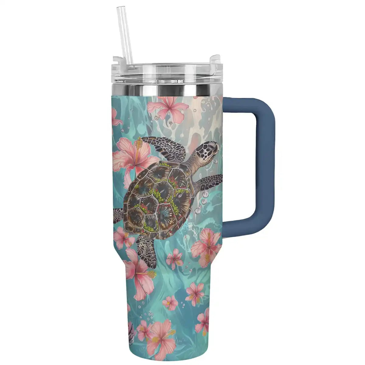 Shineful Tumbler Sea Turtle with Hibiscus