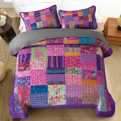 Shineful All Season Quilt 3-Piece Set - Boho Patchwork Dreams