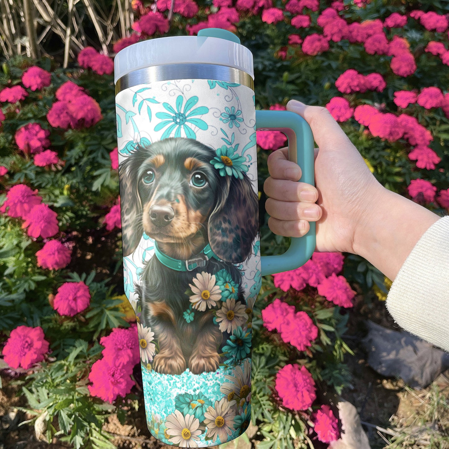 Dachshund Shineful Tumbler 40/30oz Doxie Blossom