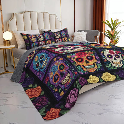 Shineful All Season Quilt 3-Piece Set - Viva la Vida Skull