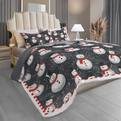 Shineful All Season Quilt 3-Piece Set - Christmas Snowman Gathering