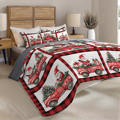 Shineful All Season Quilt 3-Piece Set -  Santa's Christmas Gnomes