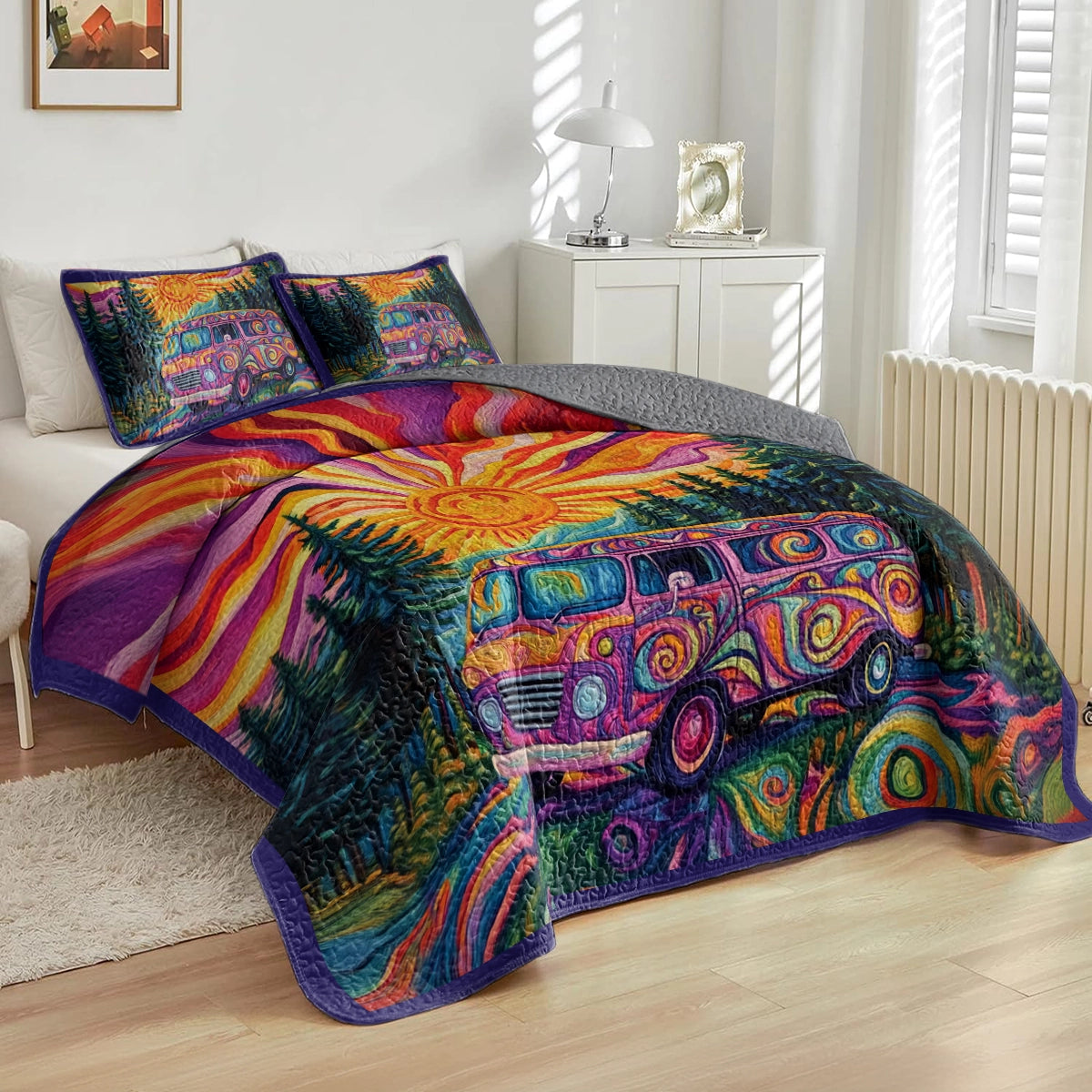 Shineful All Season Quilt 3-Piece Set - The Road Trip Rhapsody Hippie