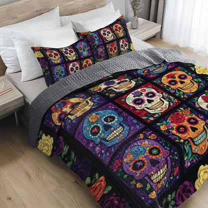 Shineful All Season Quilt 3-Piece Set - Viva la Vida Skull