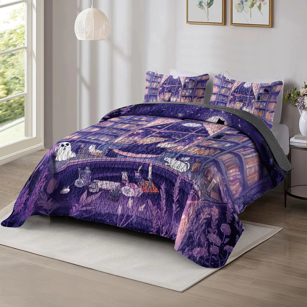 Shineful All Season Quilt 3-Piece Set -  Enchanted Moonlit Tarot Haven