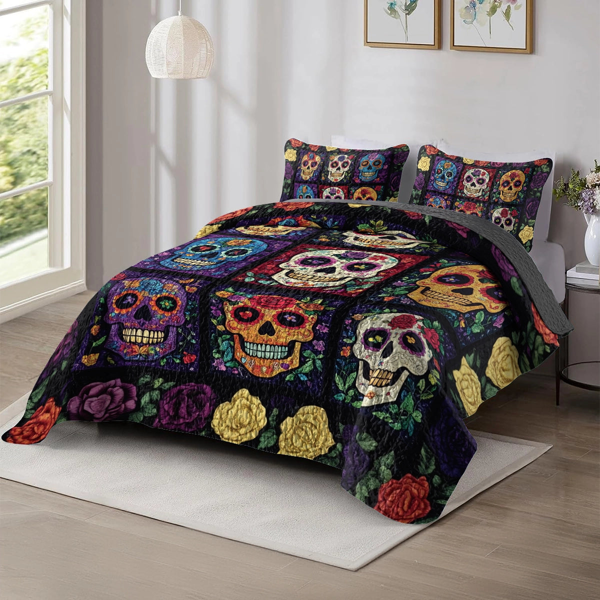 Shineful All Season Quilt 3-Piece Set - Viva la Vida Skull