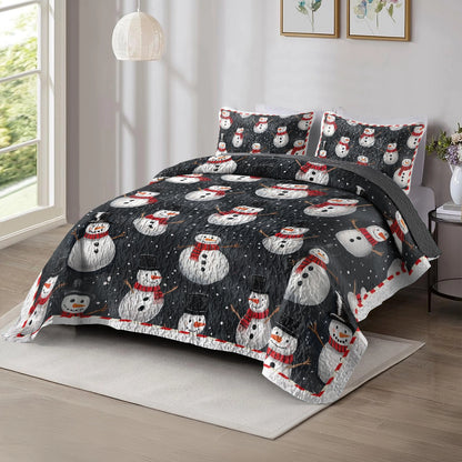 Shineful All Season Quilt 3-Piece Set - Christmas Snowman Gathering