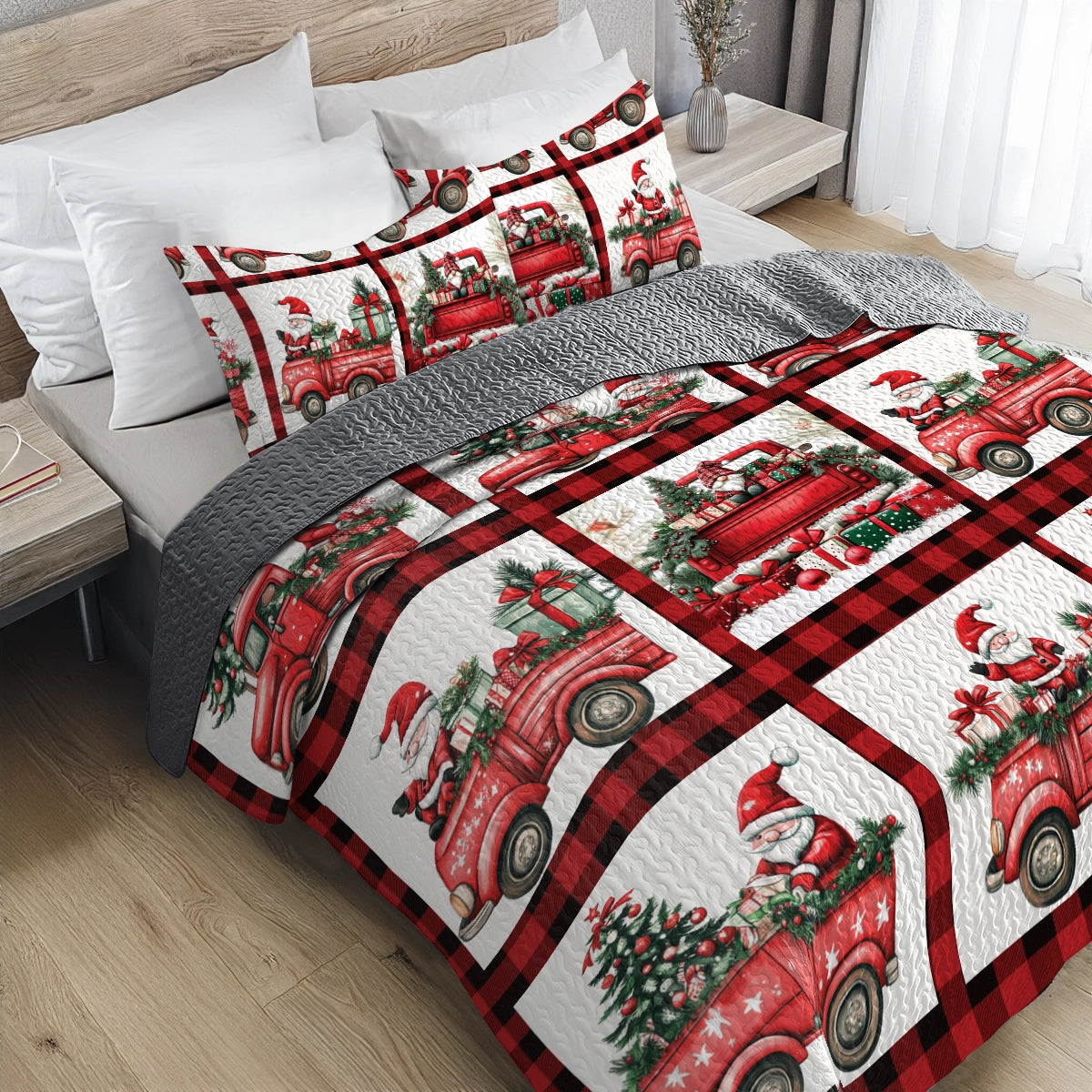 Shineful All Season Quilt 3-Piece Set -  Santa's Christmas Gnomes