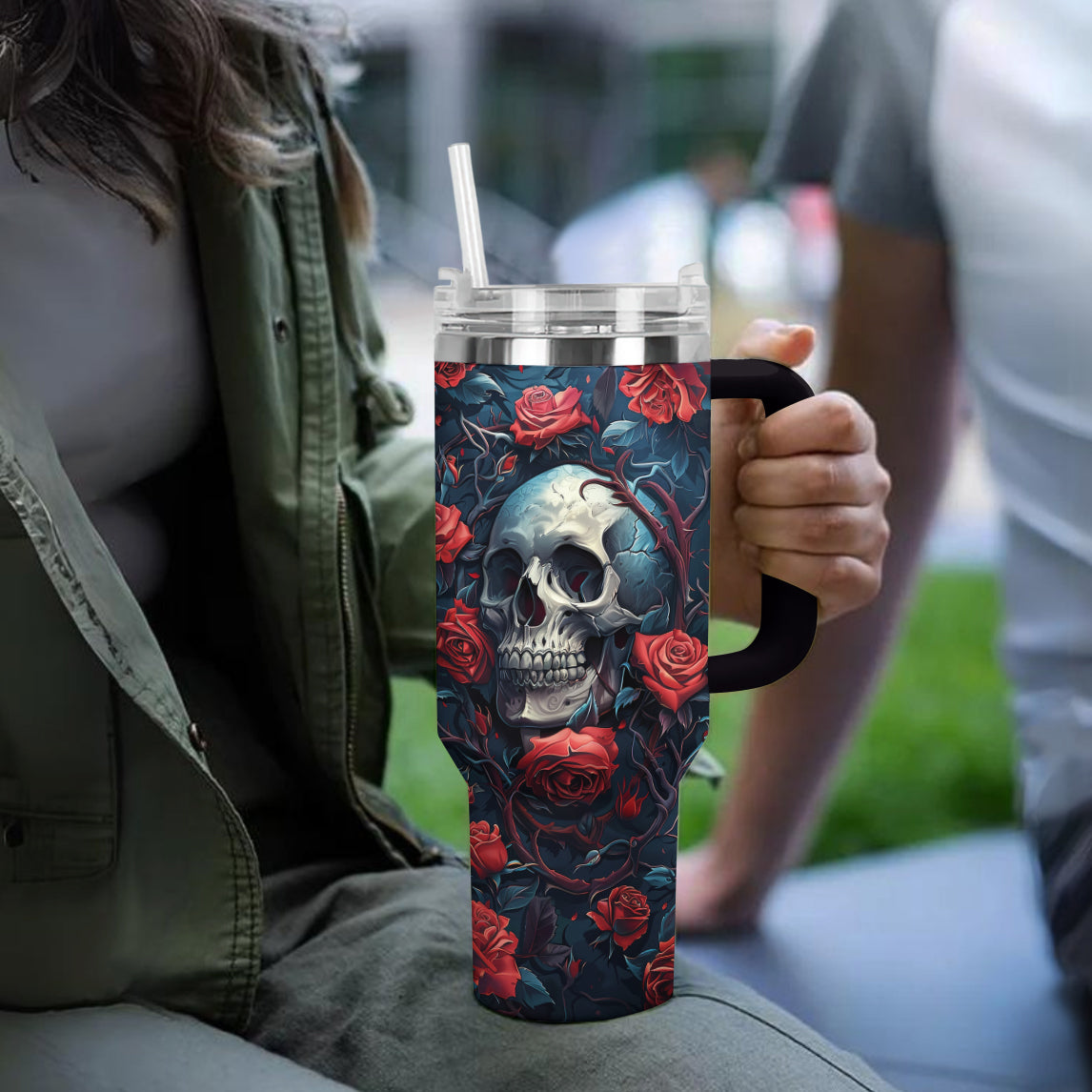 Shineful Tumbler Gothic Rose Skull