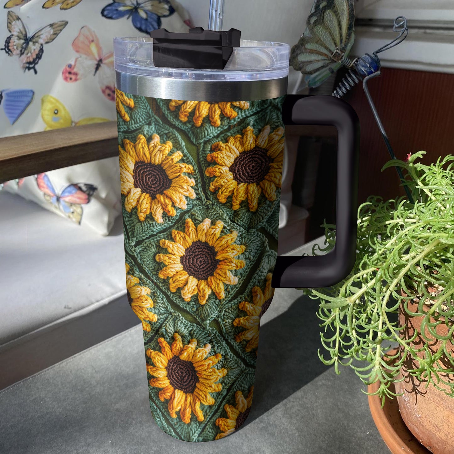 Shineful Tumbler Golden Sunflower Threads