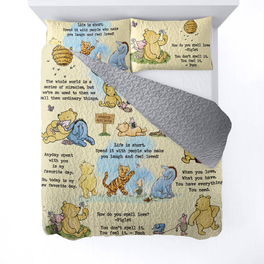 Shineful All Season Quilt 3-Piece Set Classic Honey Bear Wisdom