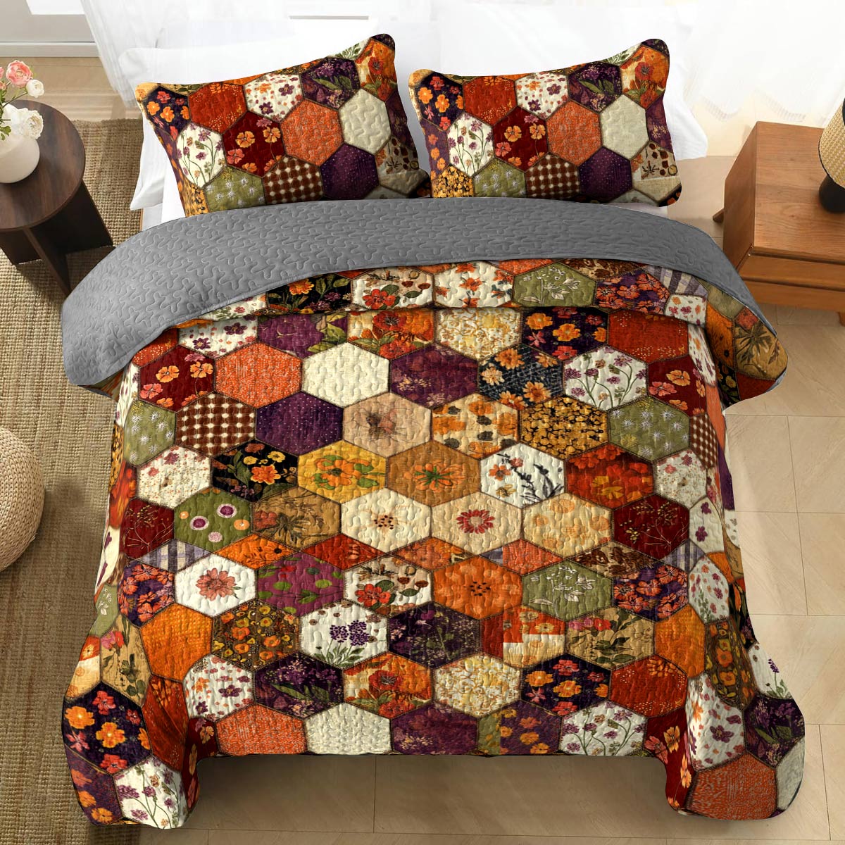 Shineful All Season Quilt 3-Piece Set Intimate Floral